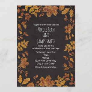 Convites Autumn Rustic Ouro Deixa Casamento Elegante