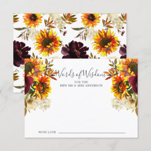 Convites Autumn Sunflower Floral Words of Wisdom Card