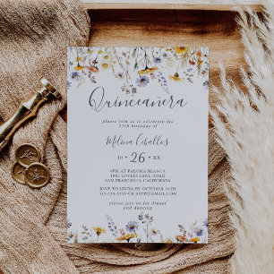 Convites Autumn Sunshine Elegante Wildflower Quinceañera