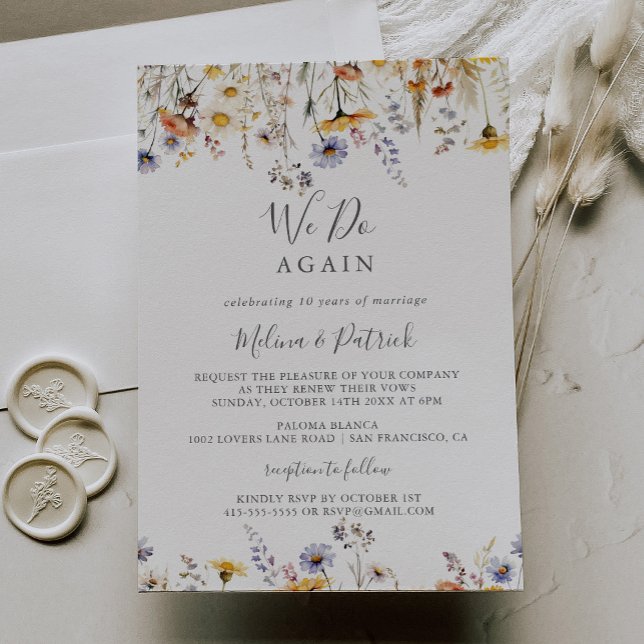 Convites Autumn Sunshine Wildflower Nós Votamos Renovação (Criador carregado)