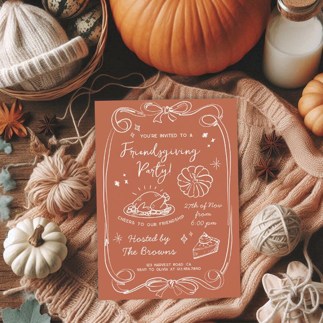 Convites Autumn Terracotta Friendsgiving Dinner Party (Criador carregado)