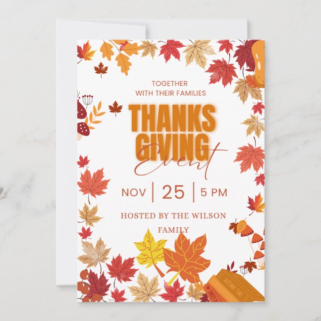 Convites Autumn Thanksgiving Event Invitation (Frente)