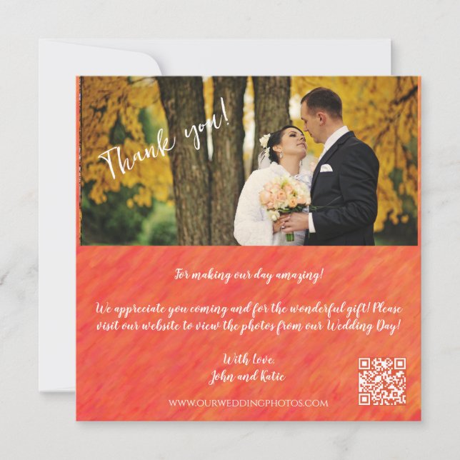 Convites Autumn Vibes-Photo-QR Code - Casamento Obrigado (Frente)
