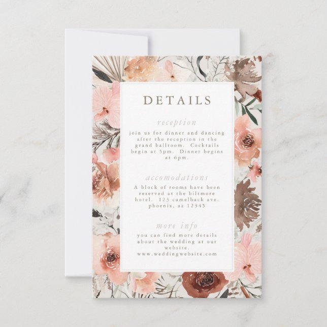 Convites Autumn Watercolor Boho Floral Wedinfo (Frente)