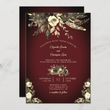 Autumn Watercolor Floral Burgundy & Ivory Wedding