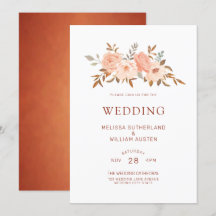 Autumn Watercolor Floral Copper Ivory Weding