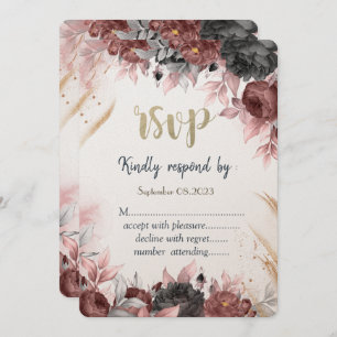 Convites Autumn Watercolor Flowers Weding RSVP