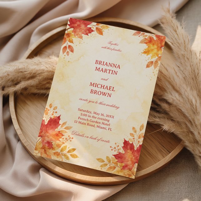 Convites Autumn Watercolor Leaves Warm (Criador carregado)