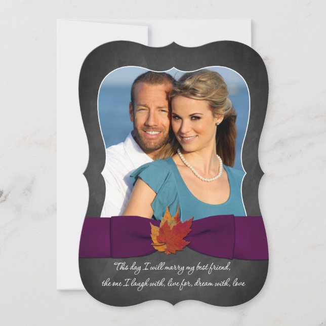 Convites Autumn Wedding | Chalkboard, Folhas de outono, Rox (Frente)