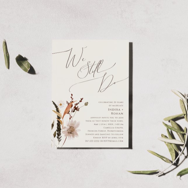 Convites Autumn Wildflower Beige Nós Ainda Fazemos Renovaçã (Criador carregado)