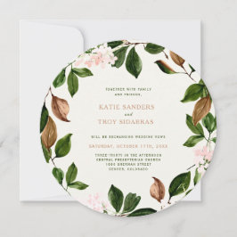 Convites Autumn Wreath com Bonito Blossomas Rosa