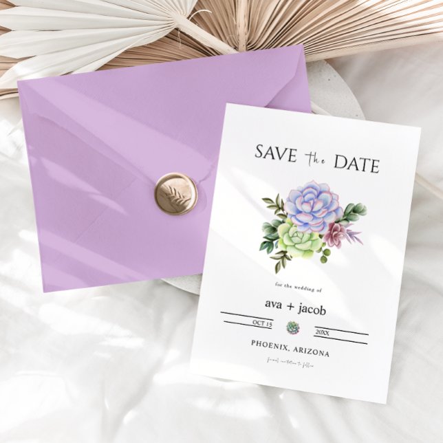 Convites AVA Cactus Floral Succulent Desert Save the Date (Criador carregado)