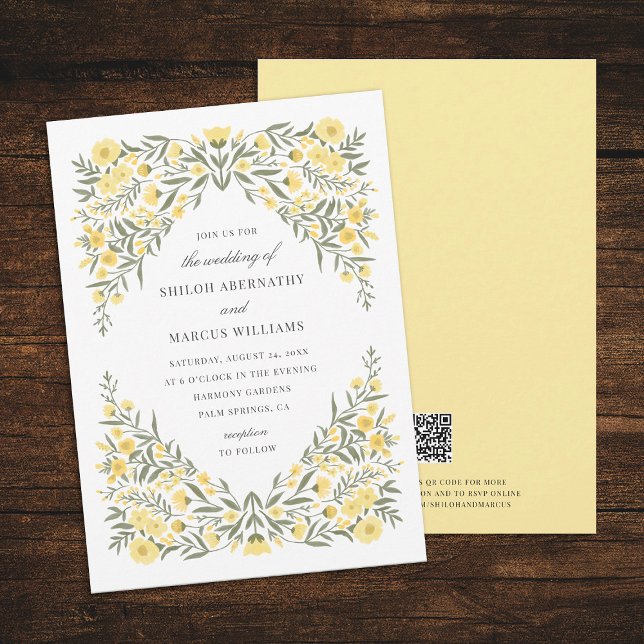 Convites Avalon Butter Yellow Floral Code Casamento (Criador carregado)