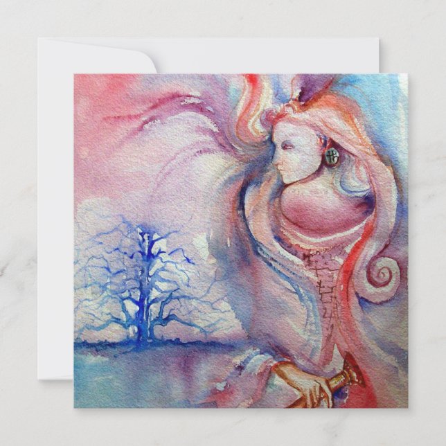 Convites AVALON Magia e Mistério rosa suave azul branco (Frente)