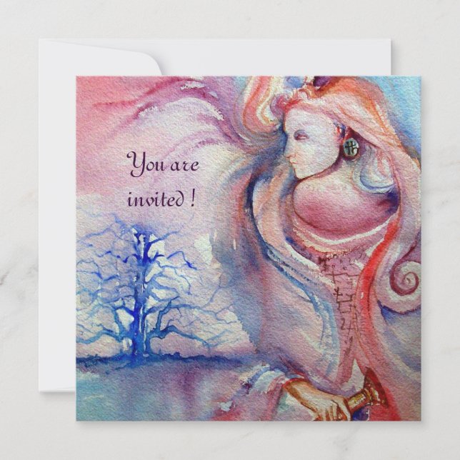 Convites AVALON, Magia e Mistério rosa suave roxo azul (Frente)