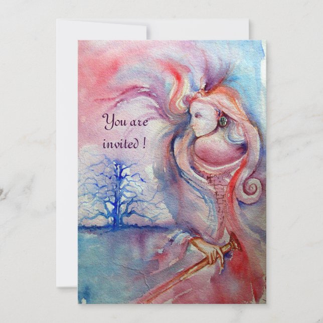 Convites AVALON, Magia e Mistério rosa suave roxo azul (Frente)