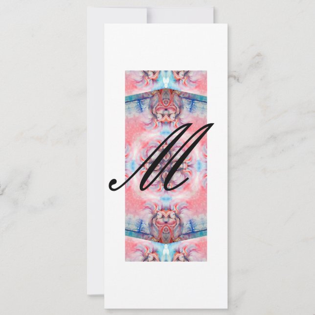 Convites AVALON Monograma Abstrato Rosa Roxo (Frente)