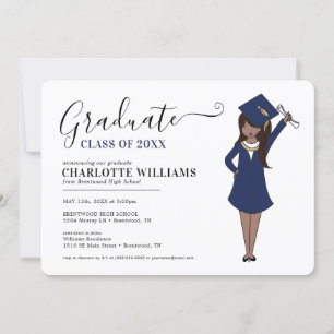 Convites Avatar de Rapariga Personalizável   Graduação do S