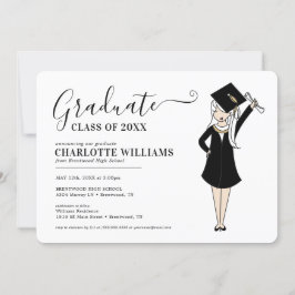 Convites Avatar de Rapariga Personalizável | Graduação do S