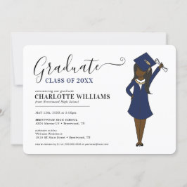 Convites Avatar de Rapariga Personalizável | Graduação do S