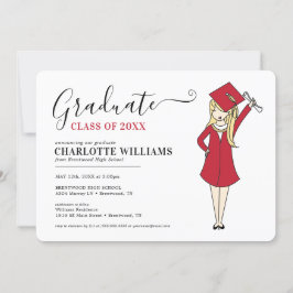 Convites Avatar de Rapariga Personalizável | Graduação do S