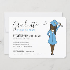 Convites Avatar de Rapariga Personalizável | Graduação do S