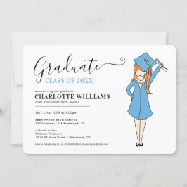 Convites Avatar de Rapariga Personalizável | Graduação do S