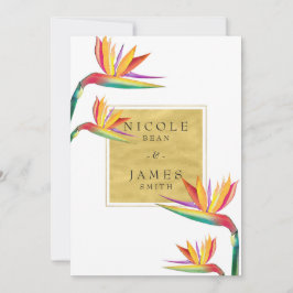 Convites Ave do Paraíso Elegante Dourado Branco Casamento