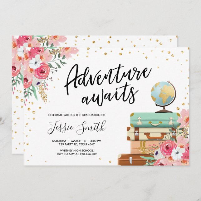 Convites Aventura aguarda a escola de Festa de formatura Vi (Frente/Verso)