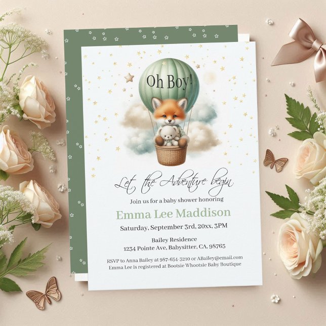 Convites Aventura aguarda a Oh Boy Fox no Balão de Ar Quent (Criador carregado)