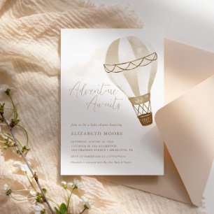 Convites Aventura Aguarda Balão Neutro CHÁ DE FRALDAS