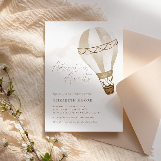 Convites Aventura Aguarda Balão Neutro | CHÁ DE FRALDAS (Criador carregado)