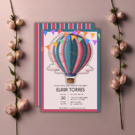 Convites Aventura Aguarda Chá de fraldas Azul Festivo Rosa