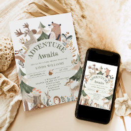 Convites Aventura aguarda Chá de fraldas de Arch de Animais