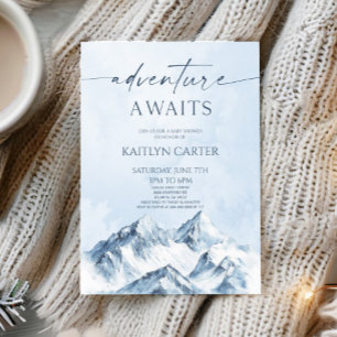 Convites Aventura Aguarda Chuvosa Montanha de Inverno Baby 