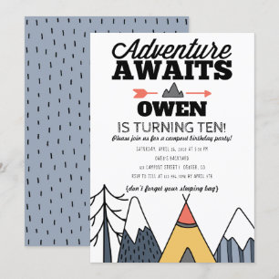 Convites Aventura Aguarda Festa de aniversário Moderna do A