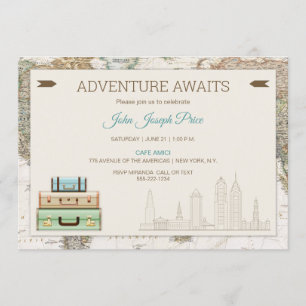 Convites Aventura aguarda o mapa de Viagem mundial moderno