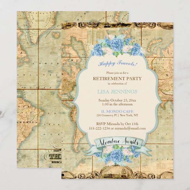 Convites Aventura aguarda o mapa do mundo vencedor do mapa  (Frente/Verso)