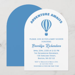 Convites Aventura Azul E Branca Aguarda Chá de fraldas