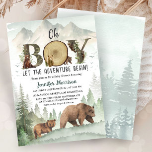 Convites Aventura Começa Urso Menino Chuvada Floresta 