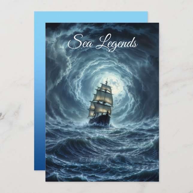 Convites Aventura das ondas de lua de tempestade épica (Frente/Verso)