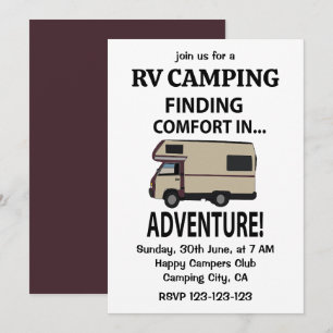 Convites Aventura de acampamento em RV Feliz Acampador Rvin