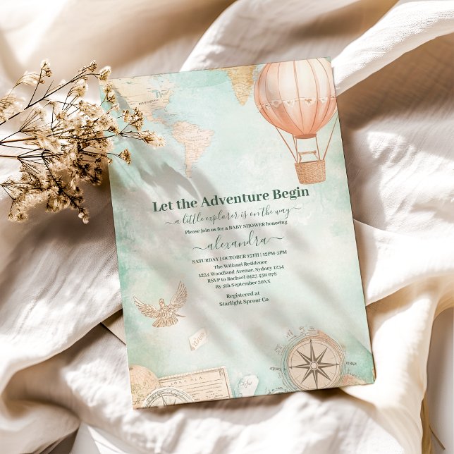 Convites Aventura de Aquarela Aguarda Chá de fraldas de Gên (Criador carregado)