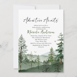 Convites Aventura de Aquarela Elegante Aguarda Chá de frald