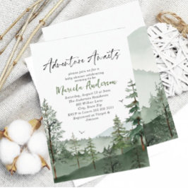 Convites Aventura de Aquarela Elegante Aguarda Chá de frald