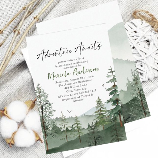 Convites Aventura de Aquarela Elegante Aguarda Chá de frald (Criador carregado)