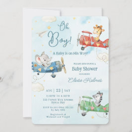 Convites Aventura de Avião Bastante Animais Oh Chá de frald