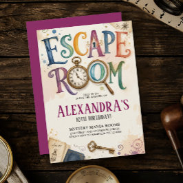 Convites Aventura de Escape Room Vintage Mistério de Espion