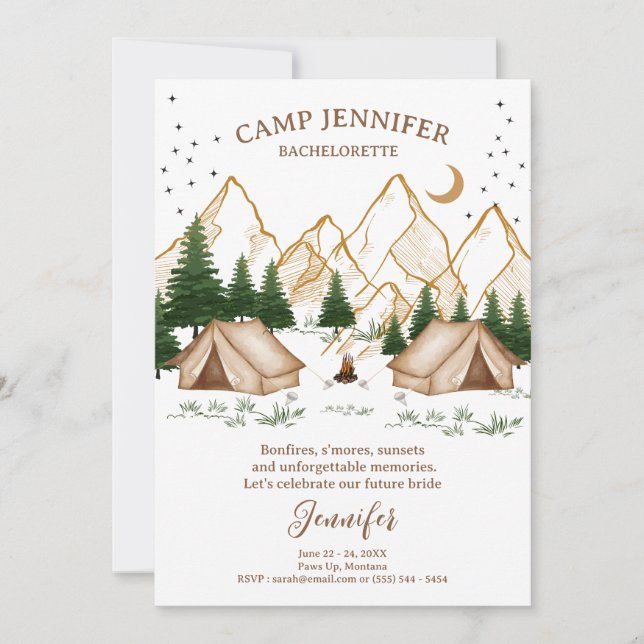 Convites Aventura de Fim de Semana de Acampamento de Soltei (Frente)