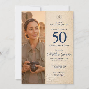 Convites Aventura de Foto Personalizada Bem Viajar 50º Aniv